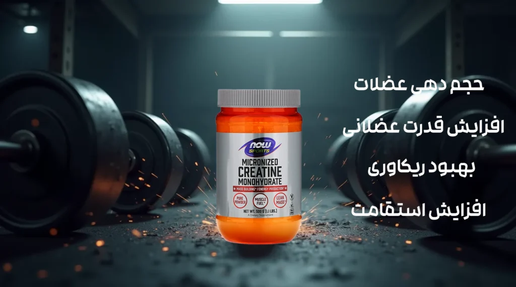 تصویر طراحی شده برای محصول کراتین مونوهیدرات میکرونایز ناو فودز 500 گرمی