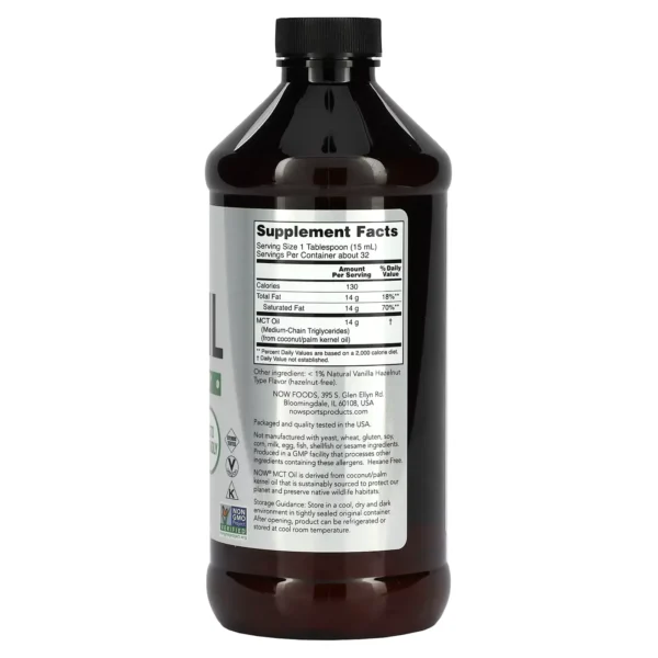 مشخصات روغن ام سی تی (وانیل فندق) 473 میلی لیتری